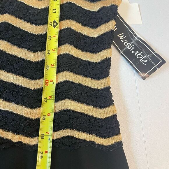 Vintage Sheri Martin Jumpsuit 16 Black Gold Classy Chevron‎ Formal Event - Picture 11 of 16